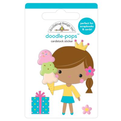 Doodlebug Hey Cupcake Doddle-Pops Cardstock Sticker - Birthday Princess